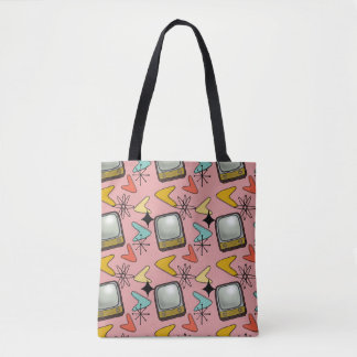 50er Art Fernsehen und Retro Bumerangs Tasche