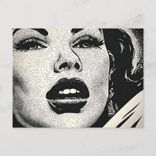 50er BW-Grafik-Comic im Vintage-Stil Retro-Punkte Postkarte