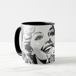 50er BW Grafik-Comic-Stil Eis-Blondine Tasse