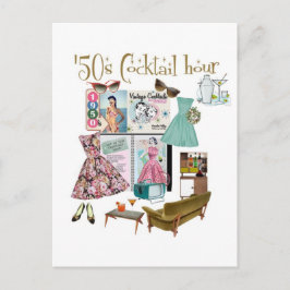 "50er Cocktail-Stunde Postkarte