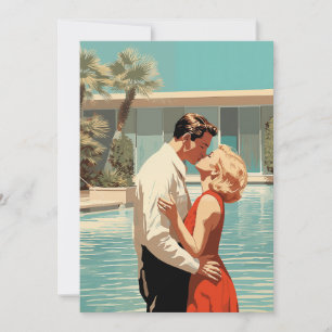 50er Couple Küssen am Pool Einladung