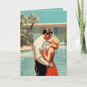 50er Couple Küssen am Pool Einladung