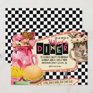 50er Diner Milkshake Party Einladung
