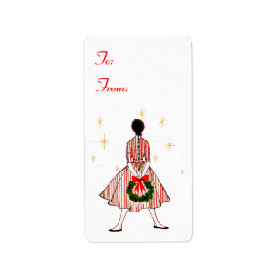 50er Girl Weihnachtsgeschenke Tag Stickers Adressaufkleber