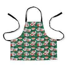 50er Jahre Grünes Weihnachtsmuster mit Kätzchen