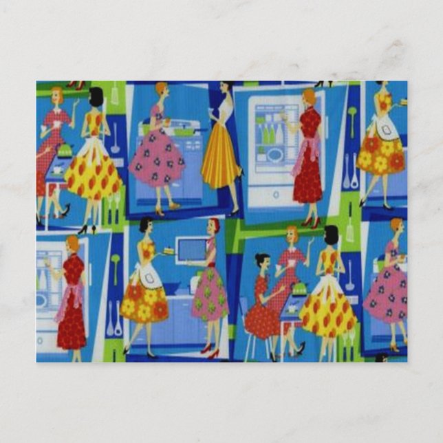 50er Jahre Hausfrau Design Postkarte (Vorderseite)