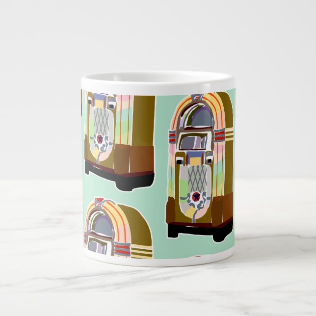50er Jukeboxes Retro Mint Fun Art Muster  Jumbo-Tasse (Vorderseite)