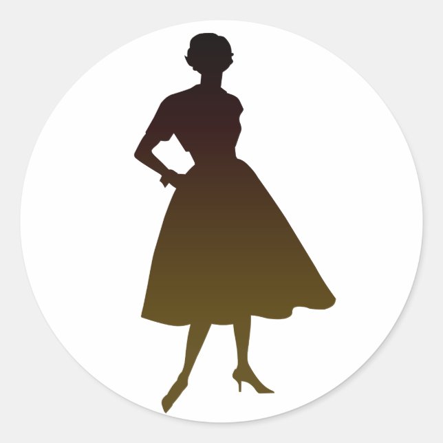 50er Lady Runder Aufkleber (Vorderseite)