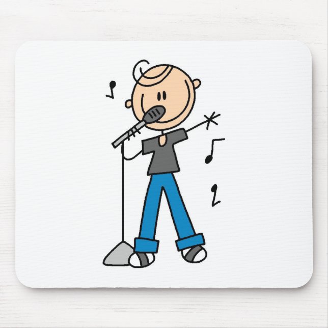 50er männliche Sänger-Strichmännchen-T - Shirts Mousepad (Vorne)