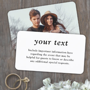 50er Pack einfache typografische Foto-Hochzeitsein Visitenkarte