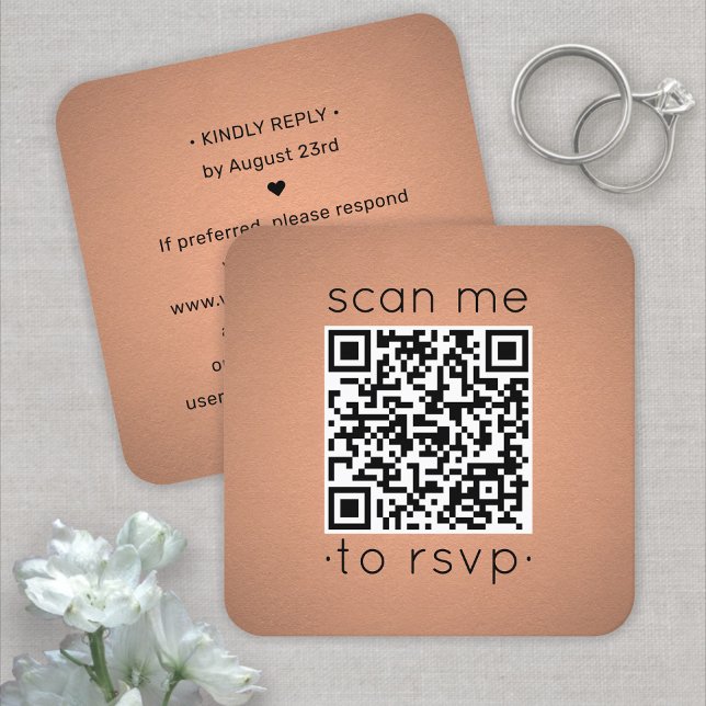 50er Pack QR-Code RSVP Faux-Kupferfolien-Einschlus Quadratische Visitenkarte (Von Creator hochgeladen)