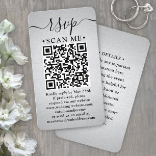 50er Pack QR-Code RSVP Faux-Silberfolie-Einschluss Visitenkarte