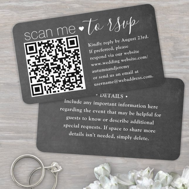 50er Pack QR RSVP & Details Schiefertafel-Einschlu Visitenkarte (Von Creator hochgeladen)