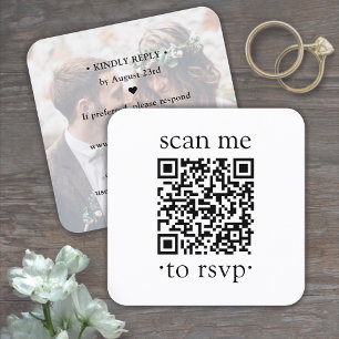 50er Pack QR RSVP Hochzeit einfache Foto-Einlage Quadratische Visitenkarte