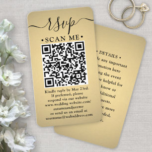 50er Pack QR RSVP Hochzeit Faux Gold Umschlagkarte Visitenkarte