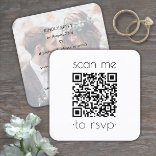 50er Pack QR RSVP Minimale Foto-Hochzeitseinlage Quadratische Visitenkarte