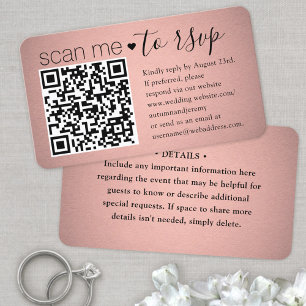 50er Pack Scan Me QR RSVP Rosa Faux-Folie-Einschlu Visitenkarte