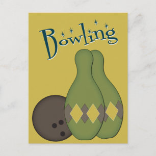 50er Retro Bowling Postkarte