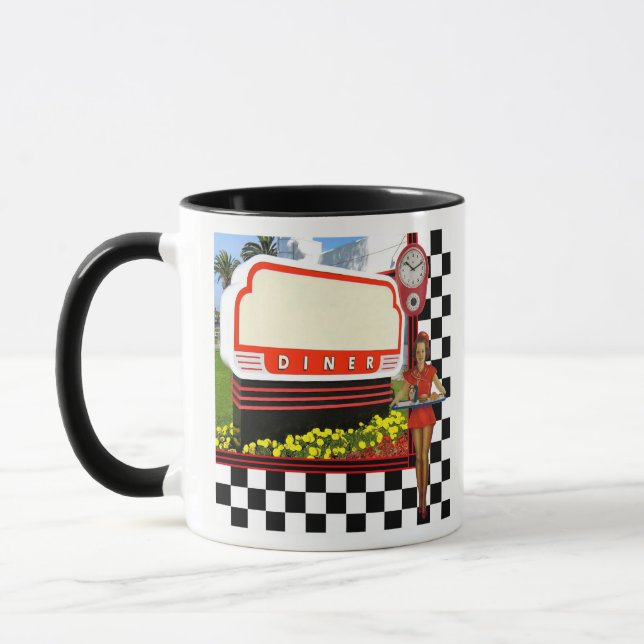 50er Retro Diner Blank Sign Tasse (Links)