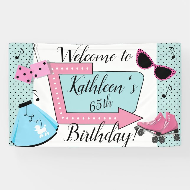 50er Retro-Geburtstag Banner (Horizontal)