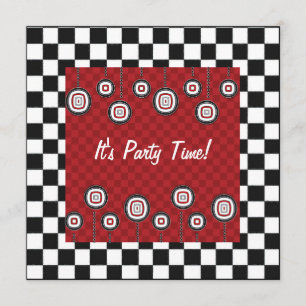 50er Retro Party Checkerboard Diner Decke Einladung