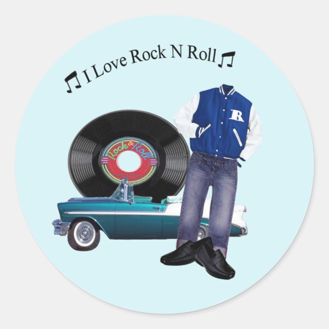 50er Rock'n'Roll-Aufkleber Runder Aufkleber (Vorderseite)