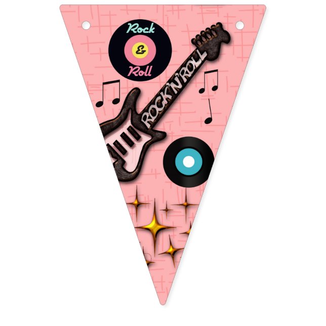 50er Rock'n'Roll Bunting. Wimpelkette (Erste Fahne)