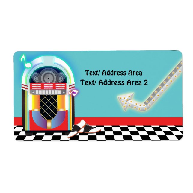50er Sock Hop Dance Jukebox Party Packet Label (Vorne)