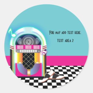 50er Sock Hop Tanzparty Jukebox Rosa Aufkleber