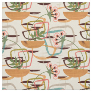 50er Stil   Moderne Pflanze des Mittelalters Stoff