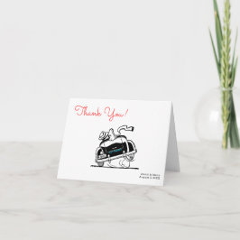 50er Style Couple in Car Wedding Dankeskarte