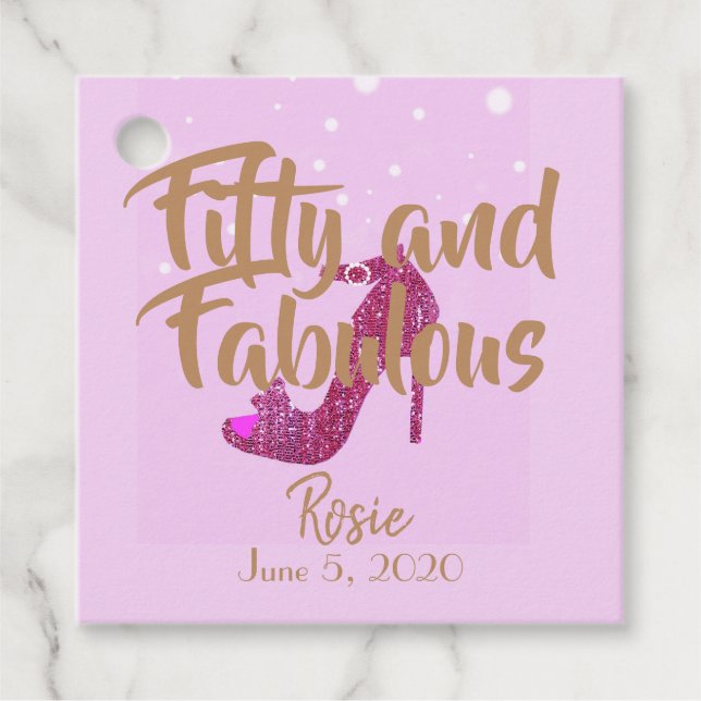 50er und fabelhafter Text Funkelnd Hot Pink Shoe G Geschenkanhänger (Vorderseite)