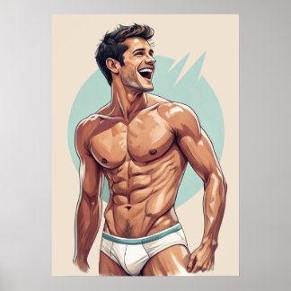 50er Vintag - gut aussehender Typ Pose Poster