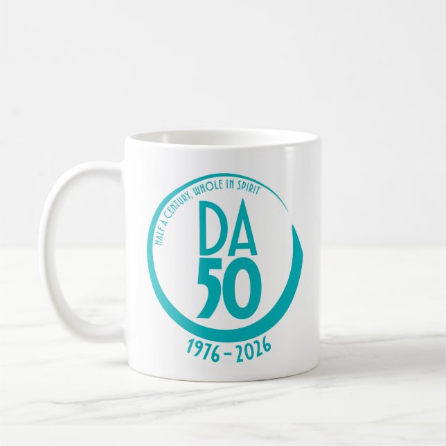 50th Anniversary 1976-2026 Mug in Teal Kaffeetasse (Links)
