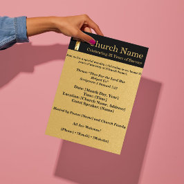 50th Anniversary Black Gold Church Invitation Flyer