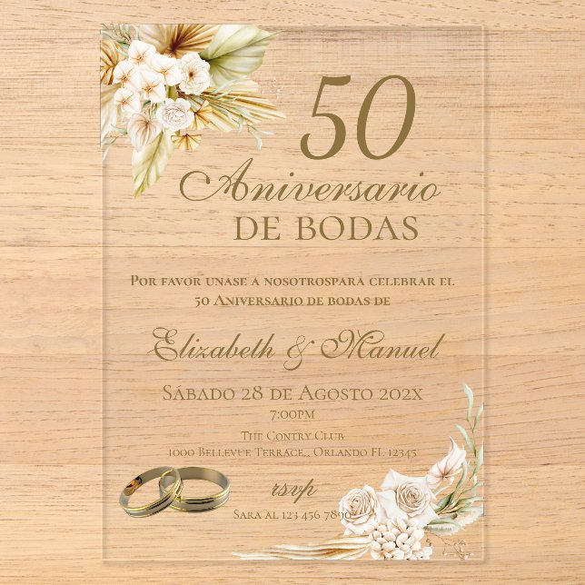 50th Anniversary invitation Acryleinladungen (Vorderseite)