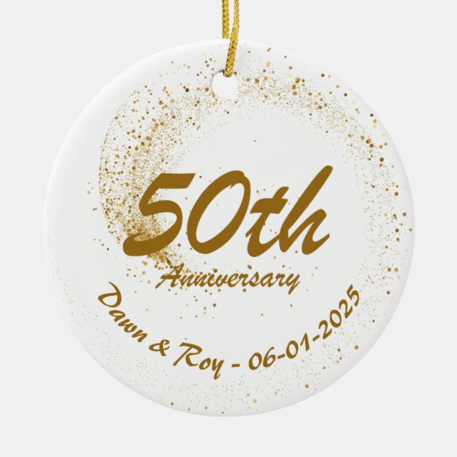 50th Anniversary Ornament Metal ,Personalized Gold (Vorne)