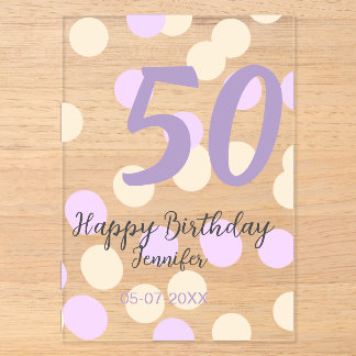 50th birthday add name date purple orange polkadot acryleinladungen
