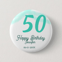50th birthday add name date year green pastel bold button