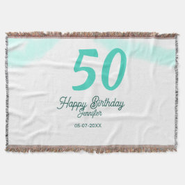 50th birthday add name date year green pastel bold decke
