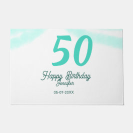 50th birthday add name date year green pastel bold fußmatte