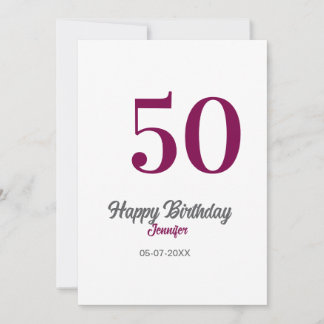 50th birthday add name date year mauve template  einladung