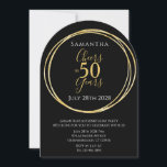 50th Birthday Black Gold Cheers to 50 Years Party Einladung<br><div class="desc">This is a chic and elegant 50th birthday party invitation. This stylish design is in classic black and gold. It has the message, "Samantha", "Cheers to 50 years" and the celebration date on the front and back. This modern, typography motif is framed by an elegant gold foil effect circle. on...</div>