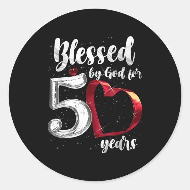 50th Birthday Blessed By God For 50 Years Birthday Runder Aufkleber (Vorderseite)