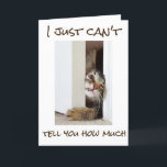 **50th BIRTHDAY** CAT JUST CAN'T WAIT TO TEASE YOU Karte<br><div class="desc">THIS CAT IS IN A HURRY FOR HE OR SHE WANTS TO SAY "HAPPY ***50th**** BIRTHDAY!!!!</div>