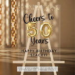 50th Birthday Cheers to 50 Years Welcome Sign Acrylschild<br><div class="desc">Feiern Sie einen 50. Geburtstag mit einem Begrüßungsschild auf Acryl mit dem Titel CHEERS TO 50 YEARS mit Imitaten metallische Goldballonnummern und moderne Skripttypografie, Konfetti und Ihre individuelle Nachricht in Ihrer Auswahl von Text- und Grafikfarben (in schwarz dargestellt). OPTIONEN: Die Probe wird in einer Größe von 18x24" angezeigt; andere Größen...</div>