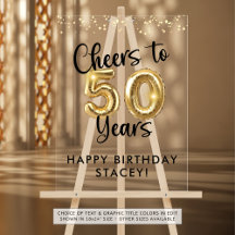 50th Birthday Cheers to 50 Years Welcome Sign