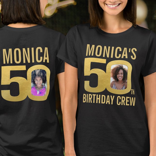 50th birthday crew custom name photo fun  T-Shirt (Von Creator hochgeladen)