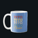 50th Birthday Gift for Men and Women Born in 1970 Kaffeetasse<br><div class="desc">Dieses "50. Geburtstagsgeschenk für Männer und Frauen Geboren 1970 Klassische 50. Geburtstagsparty" ist das perfekte Kunstwerk und Design für geborene Menschen im Jahr 1970,  auch eine tolle Geschenkidee für einen Geburtstag oder Weihnachten</div>