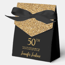 50th Birthday Gold Glitter Thank You